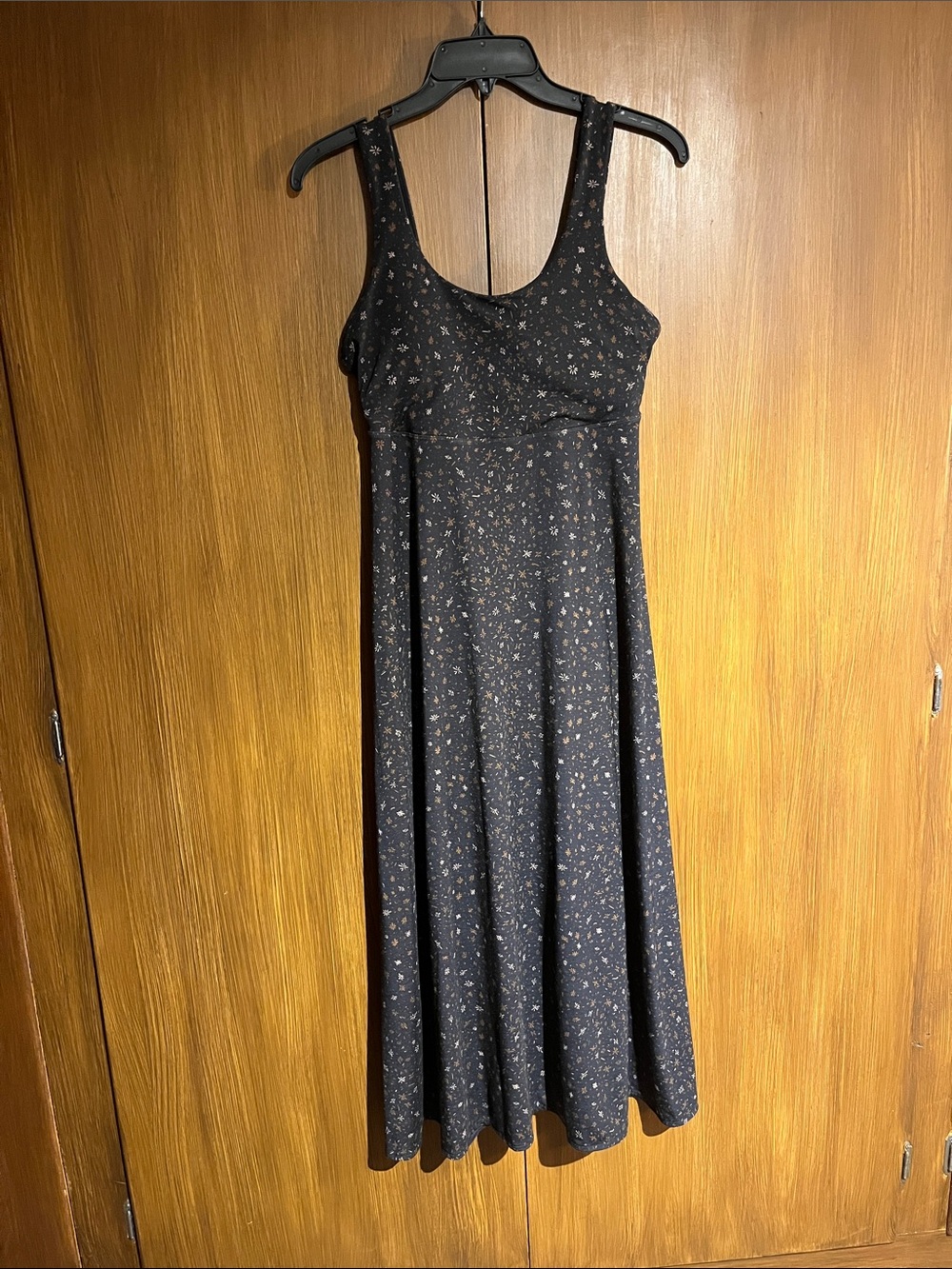 Prana Lata Beach Midi Dress Black Springtime w/ built in bra size S